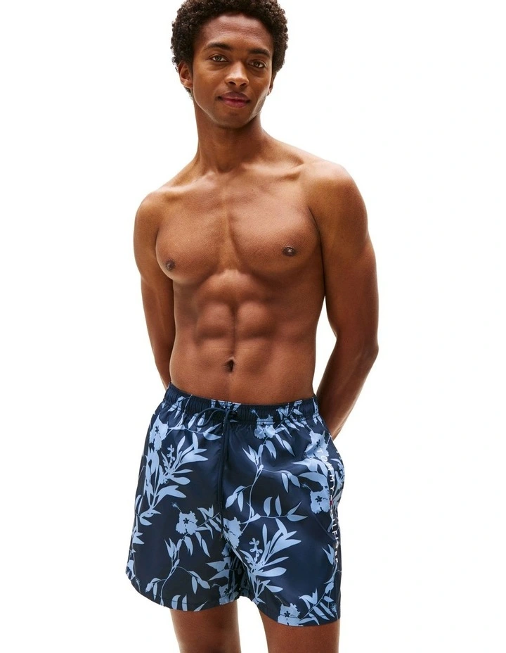 Original Print Mid Length Swim Shorts in Blue image 1