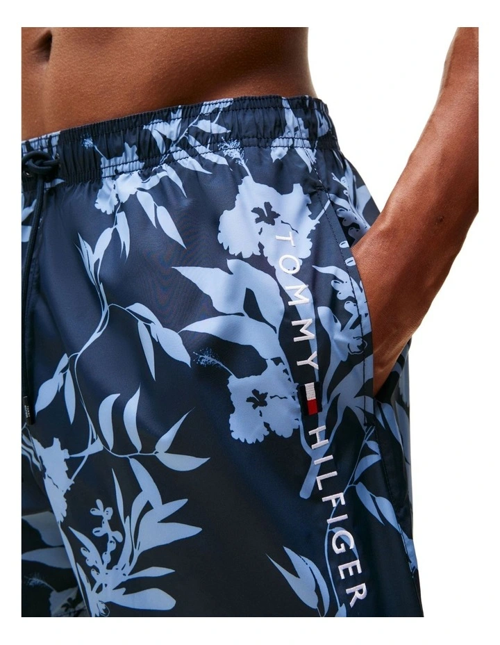 Original Print Mid Length Swim Shorts in Blue image 4