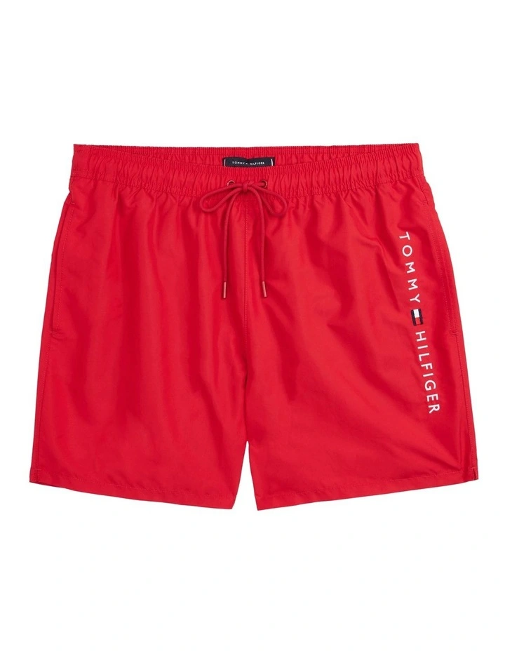 Original Drawstring Mid Length Swim Shorts in Red image 5