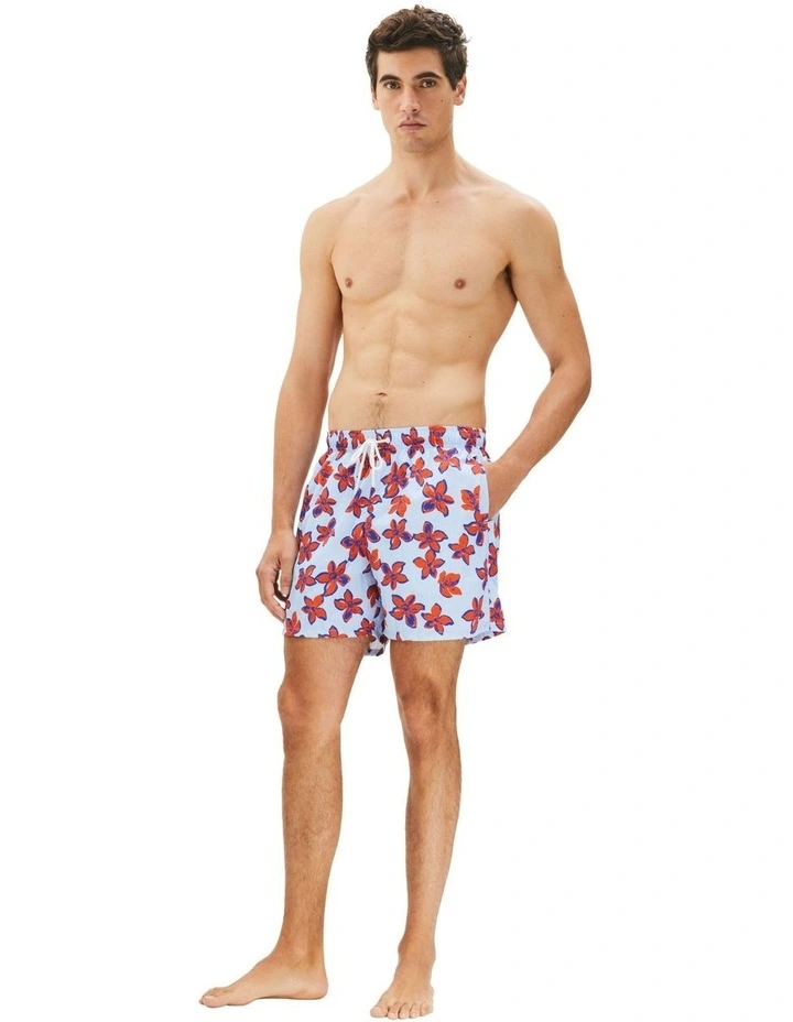 Print Mid Length Swim Trunk in Blue image 3