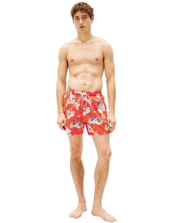 Print Mid Length Swim Trunk in Orange image 3