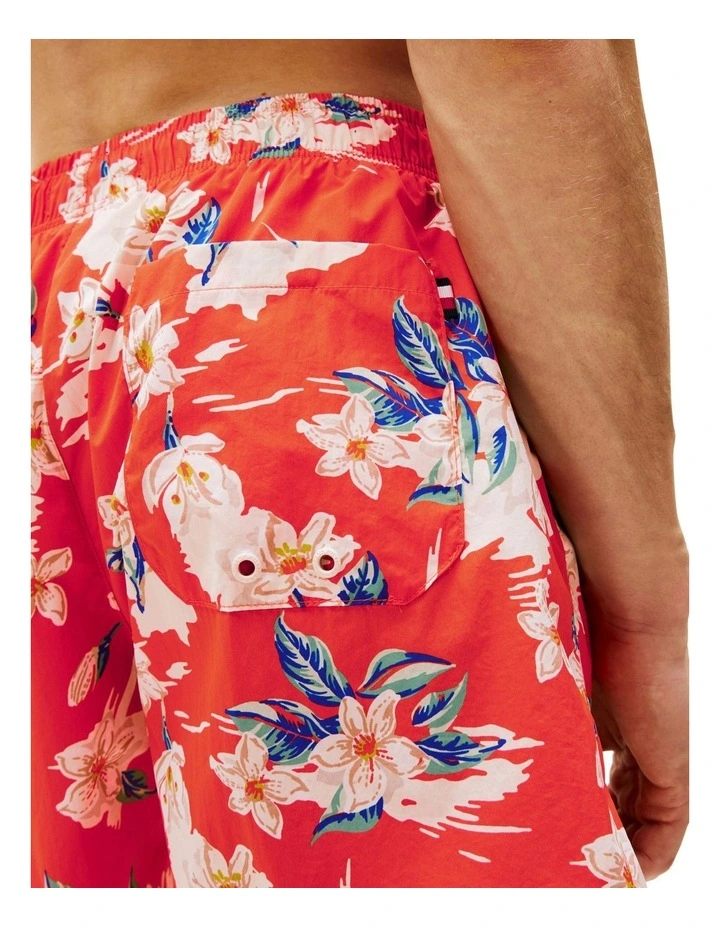 Print Mid Length Swim Trunk in Orange image 4