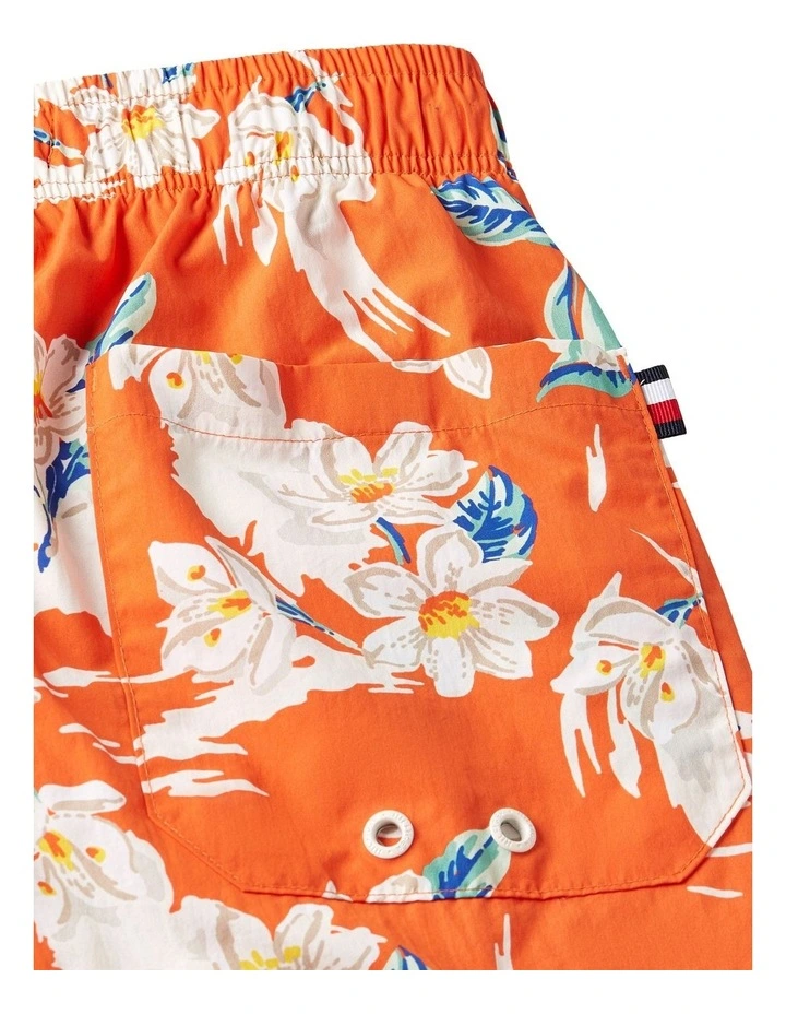 Print Mid Length Swim Trunk in Orange image 5