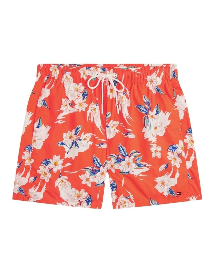 Print Mid Length Swim Trunk in Orange image 6