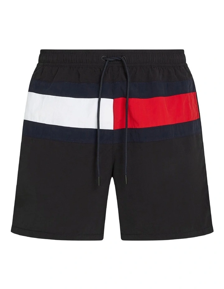 Flag Mid Length Swim Short in Black image 6