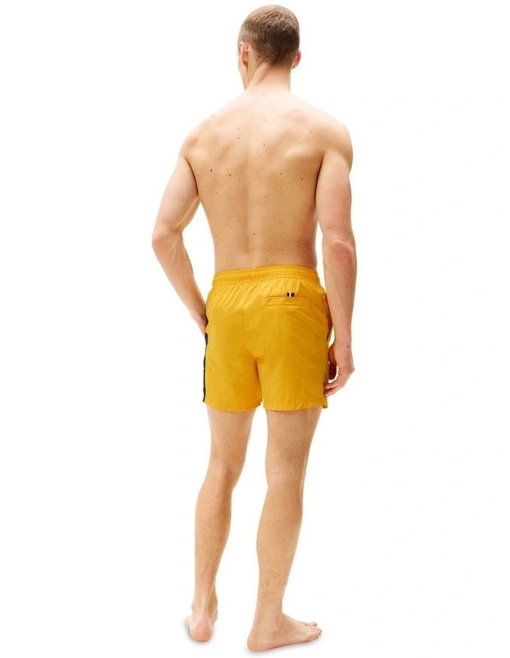 Flag Slim Mid Length Swim Shorts in Yellow image 2