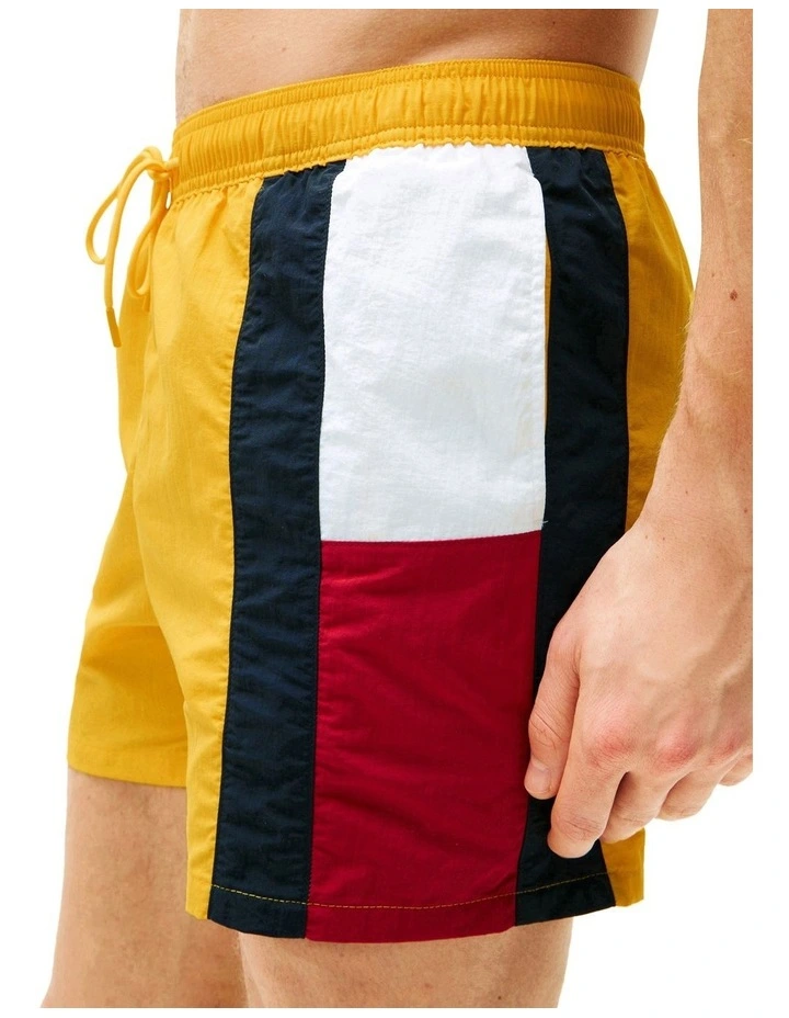 Flag Slim Mid Length Swim Shorts in Yellow image 3