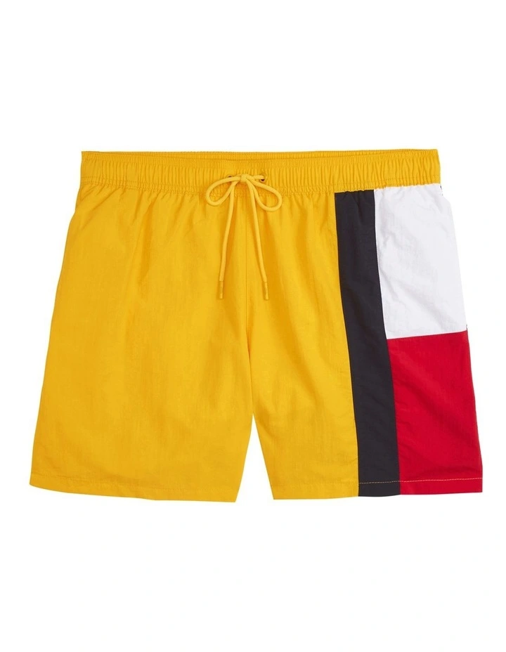 Flag Slim Mid Length Swim Shorts in Yellow image 5