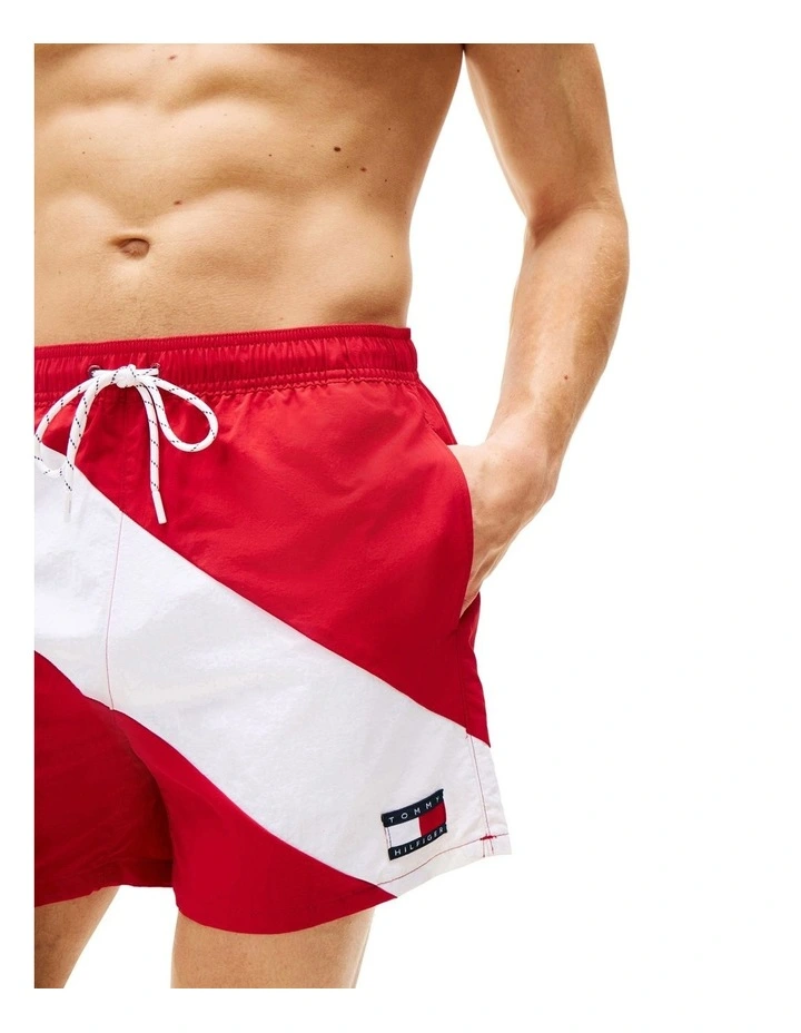 Mid Length Swim Trunks in Red image 3