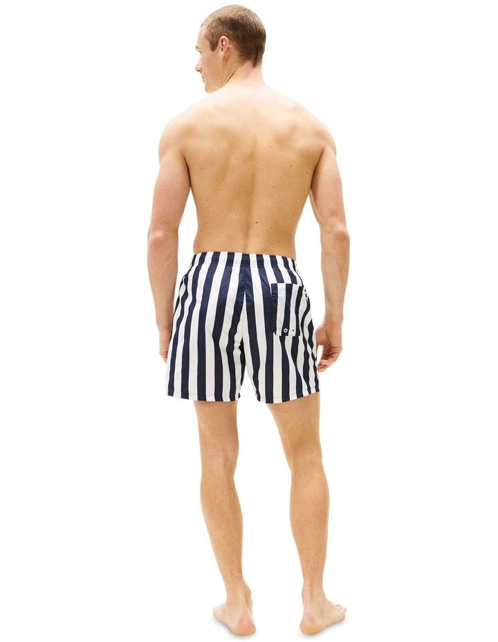Print Mid Length Swim Trunks in Navy image 2