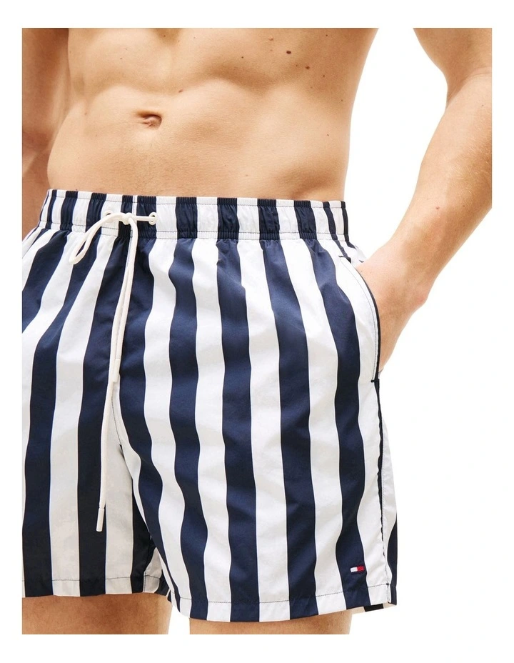 Print Mid Length Swim Trunks in Navy image 3