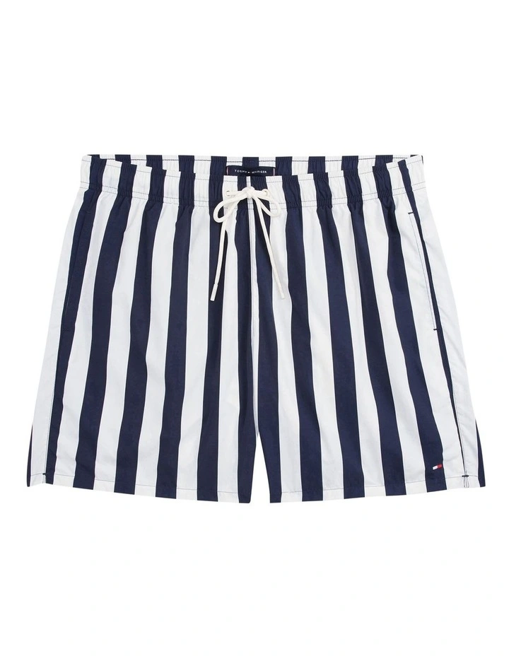 Print Mid Length Swim Trunks in Navy image 5