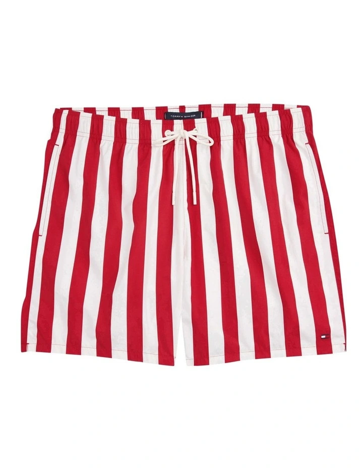 Print Mid Length Swim Trunks in Red image 5