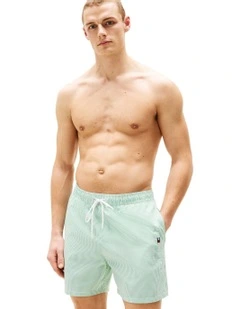 Original Stripe Mid Length Swim Shorts in Green