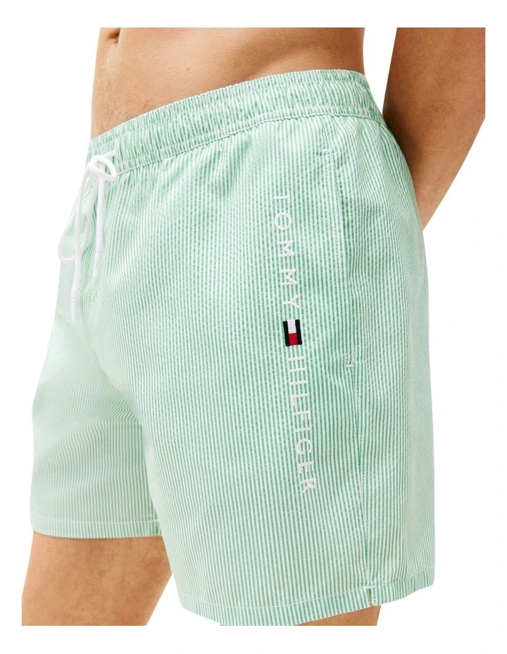 Original Stripe Mid Length Swim Shorts in Green image 3