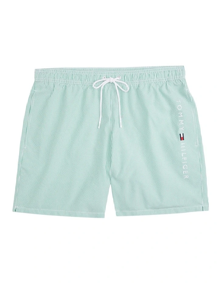 Original Stripe Mid Length Swim Shorts in Green image 5