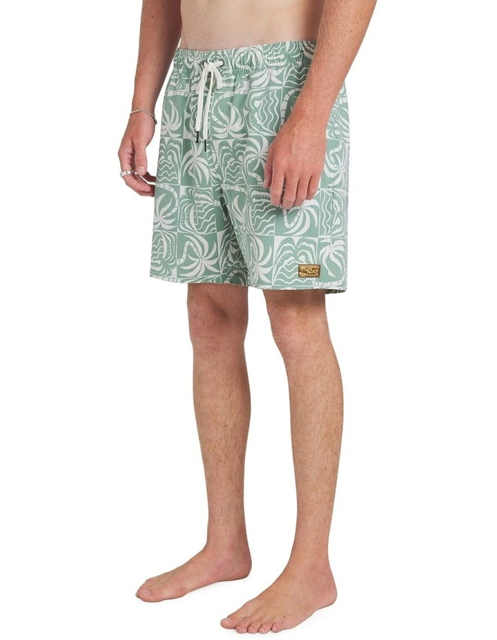 Exotica Print Elastic Boardshort in Green image 3