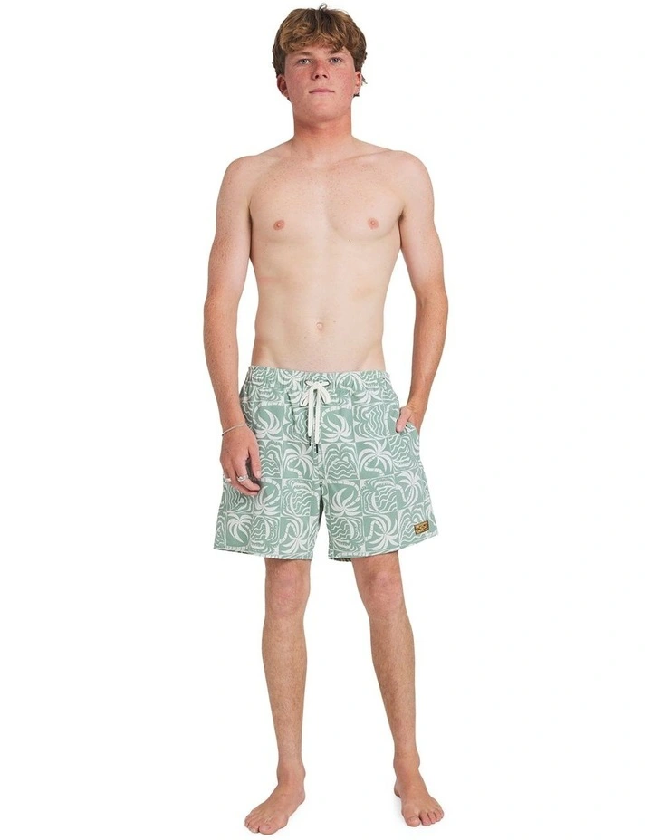 Exotica Print Elastic Boardshort in Green image 5