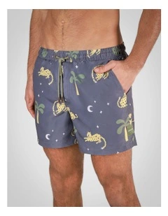Leopard Nights Swim Shorts in Charcoal