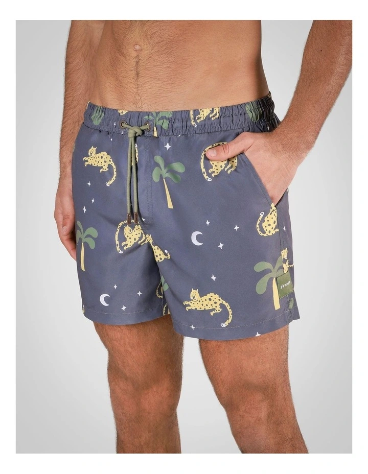 Leopard Nights Swim Shorts in Charcoal image 1