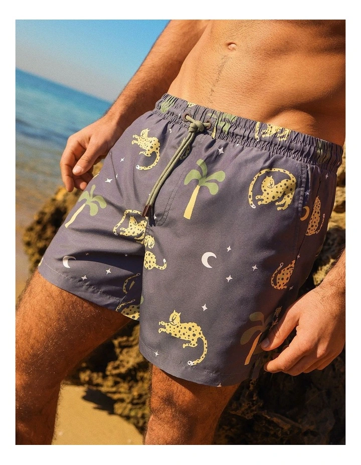 Leopard Nights Swim Shorts in Charcoal image 4