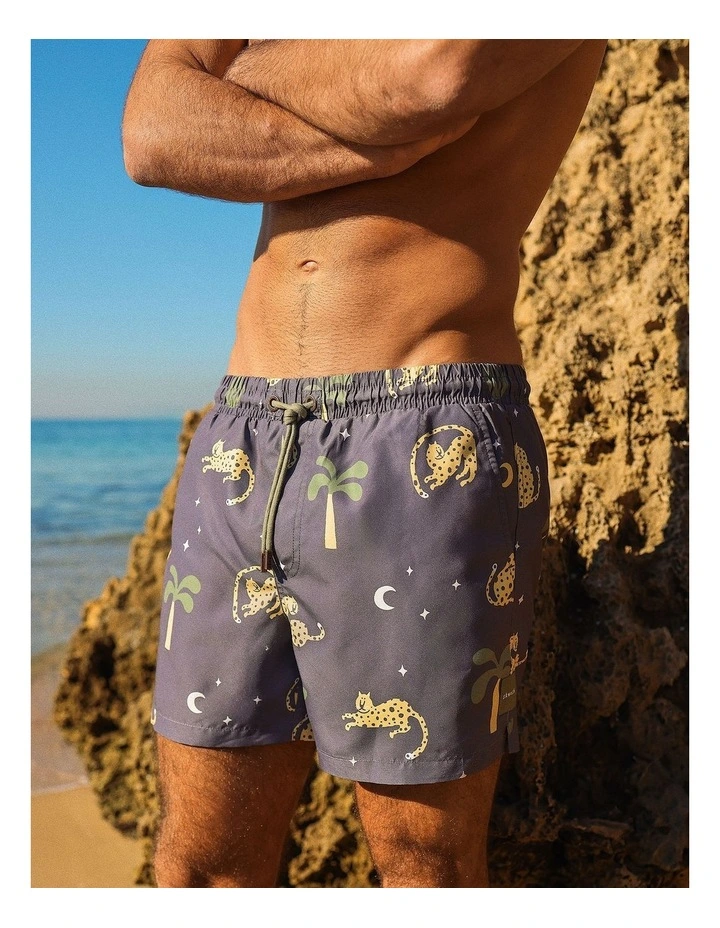 Leopard Nights Swim Shorts in Charcoal image 5