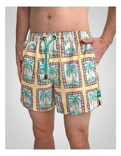 Palm Reader Swim Shorts In Mustard