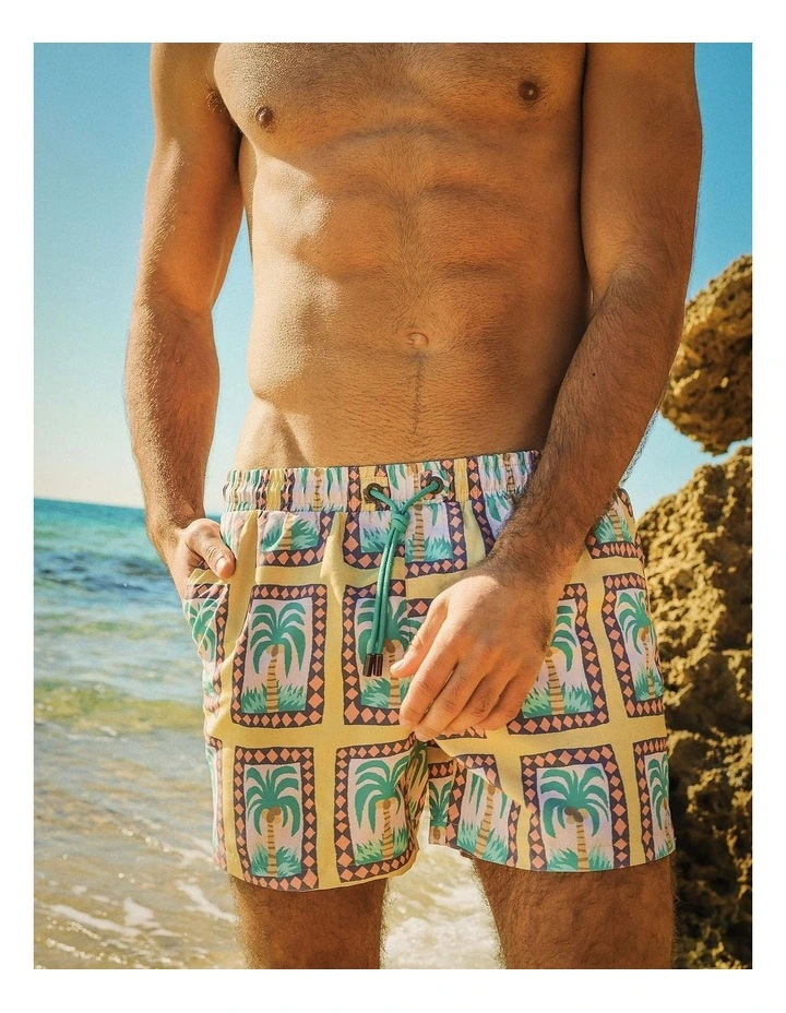 Palm Reader Swim Shorts In Mustard image 3