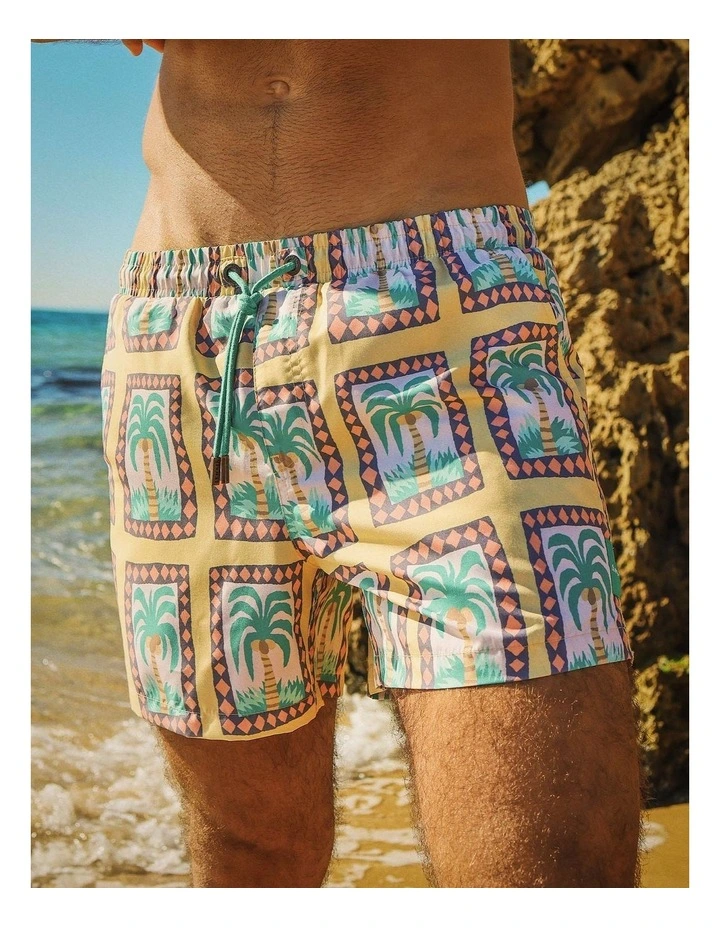 Palm Reader Swim Shorts In Mustard image 4