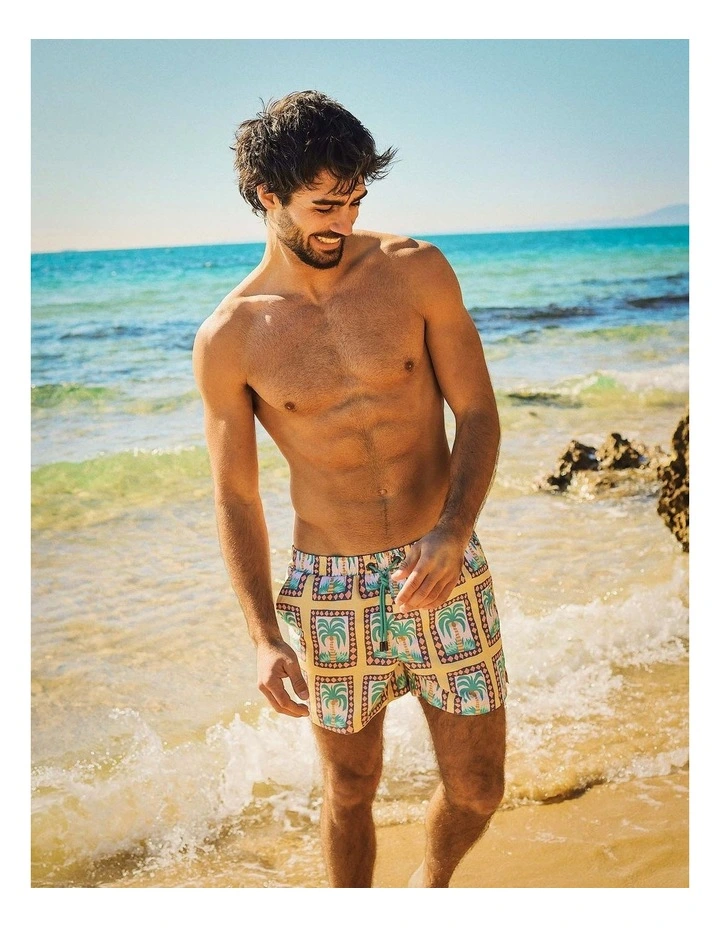 Palm Reader Swim Shorts In Mustard image 5