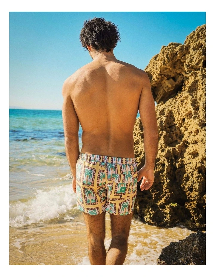Palm Reader Swim Shorts In Mustard image 6