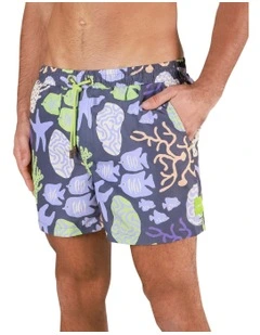 Coral Chaos Swim Shorts in Charcoal