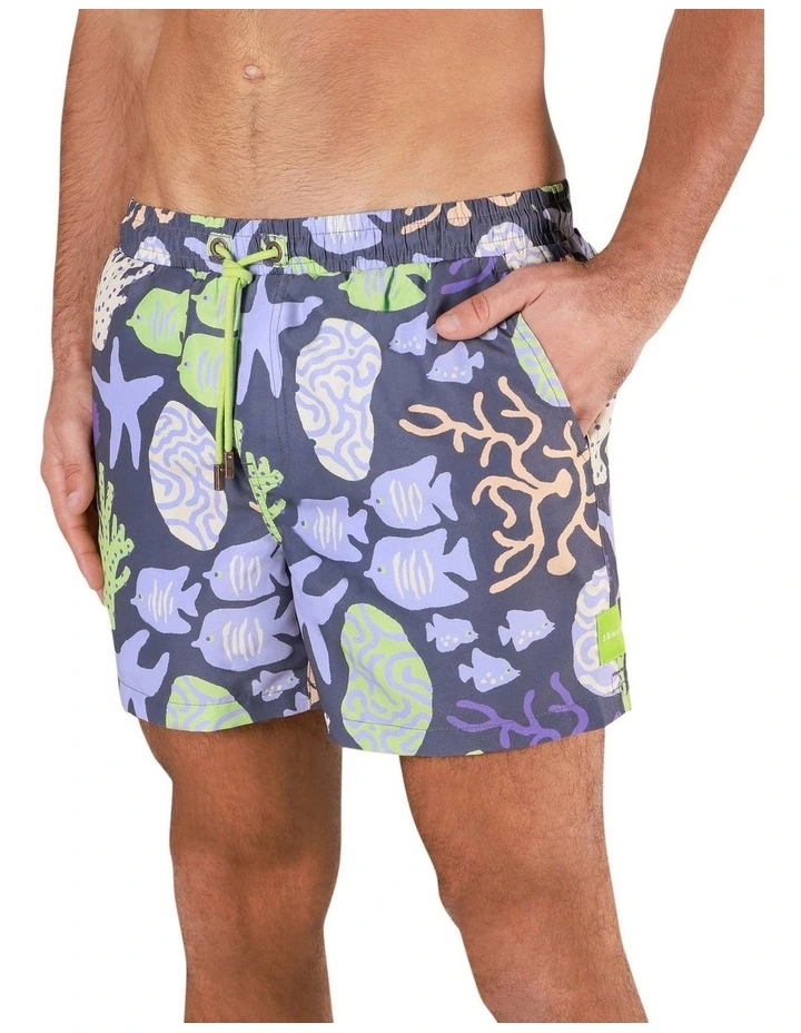 Coral Chaos Swim Shorts in Charcoal image 1