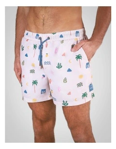 Zesty Zorba Swim Short in Ecru