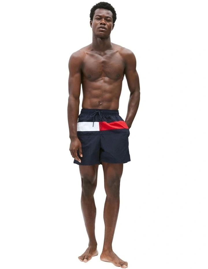 Flag Mid Length Swim Shorts in Blue image 4
