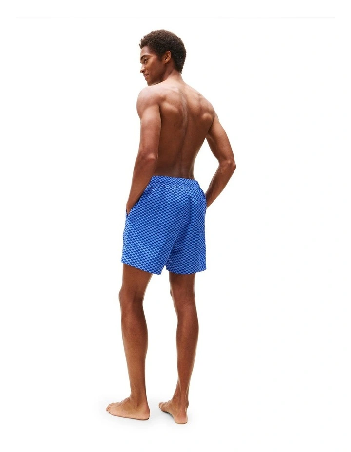 Print Mid Length Swim Trunks in Blue image 2