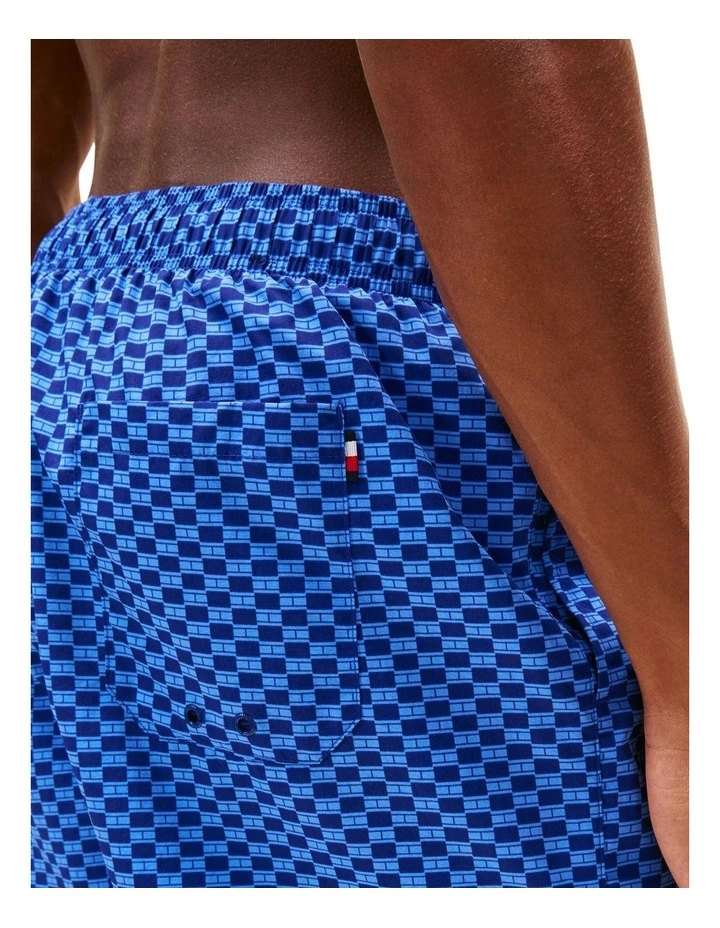 Print Mid Length Swim Trunks in Blue image 4
