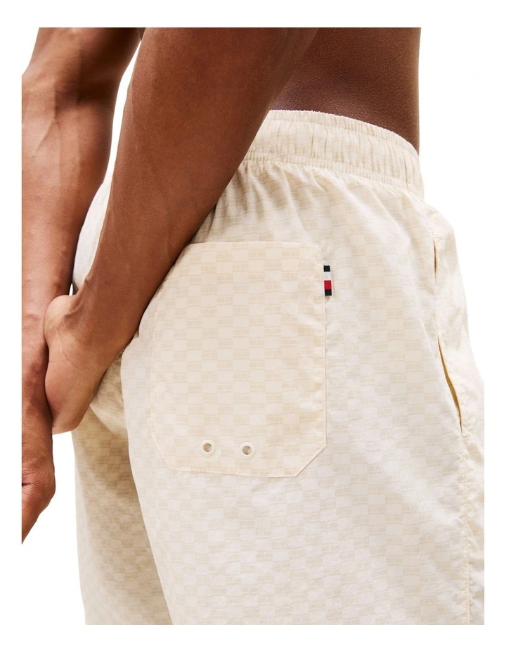 Print Mid Length Swim Trunks in Cream image 4