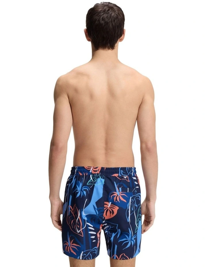 Calala Swim Shorts in Dark Blue Tropical Print image 2