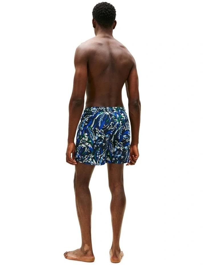 Print Mid Length Swim Trunks in Blue image 2