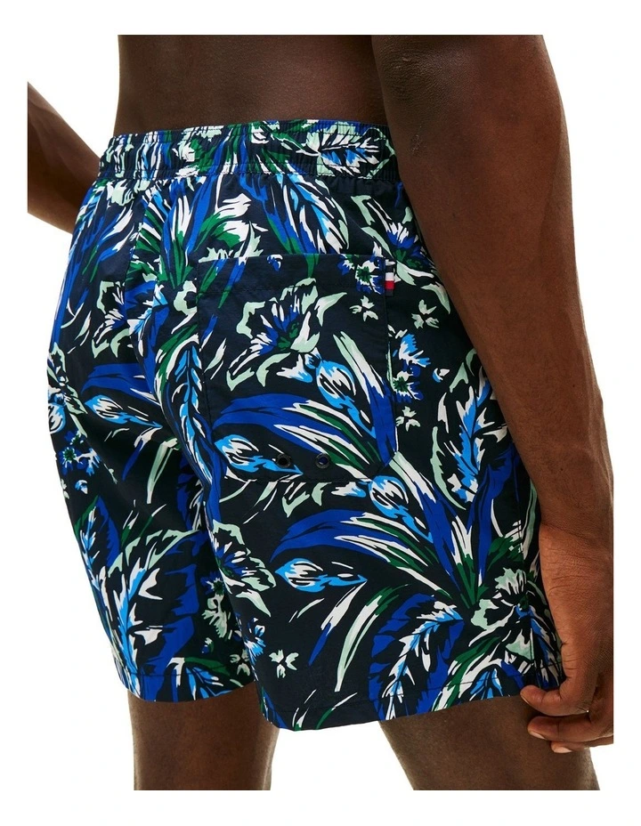 Print Mid Length Swim Trunks in Blue image 3