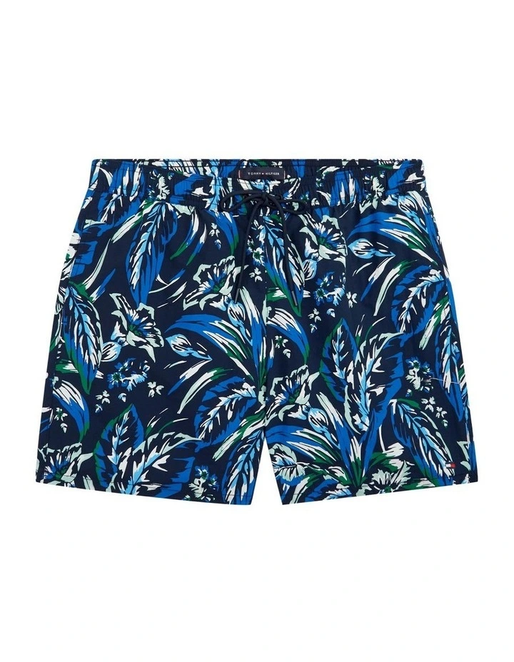 Print Mid Length Swim Trunks in Blue image 5