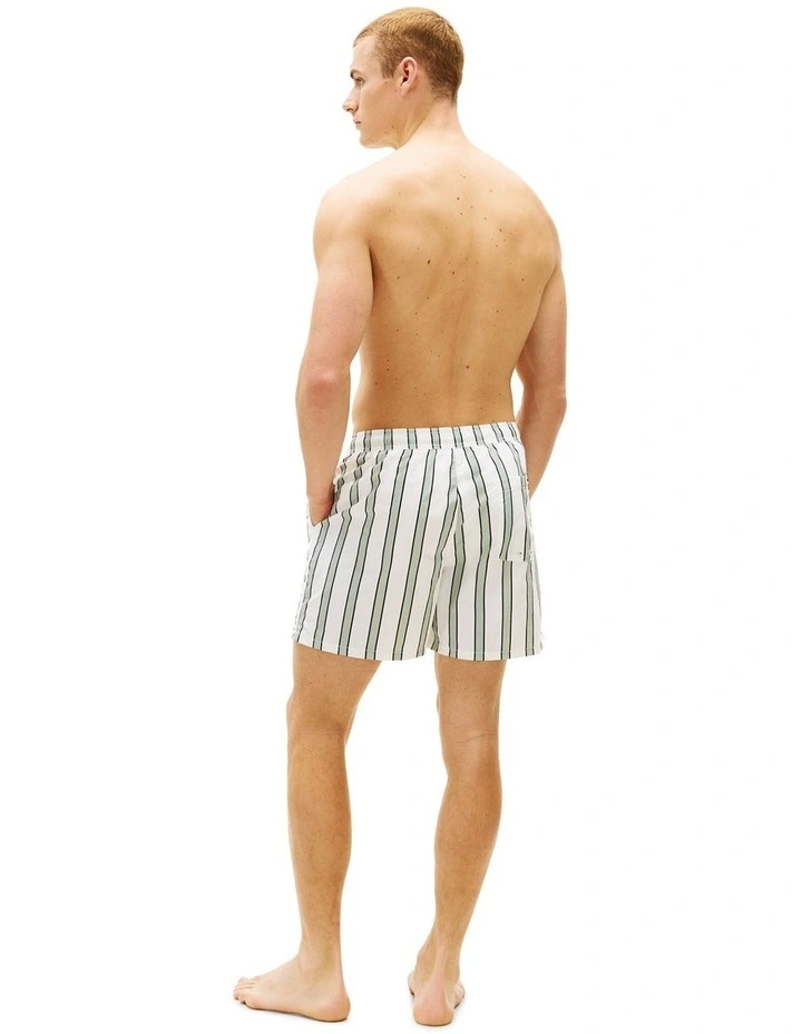 Print Mid Length Swim Trunks in Green image 2