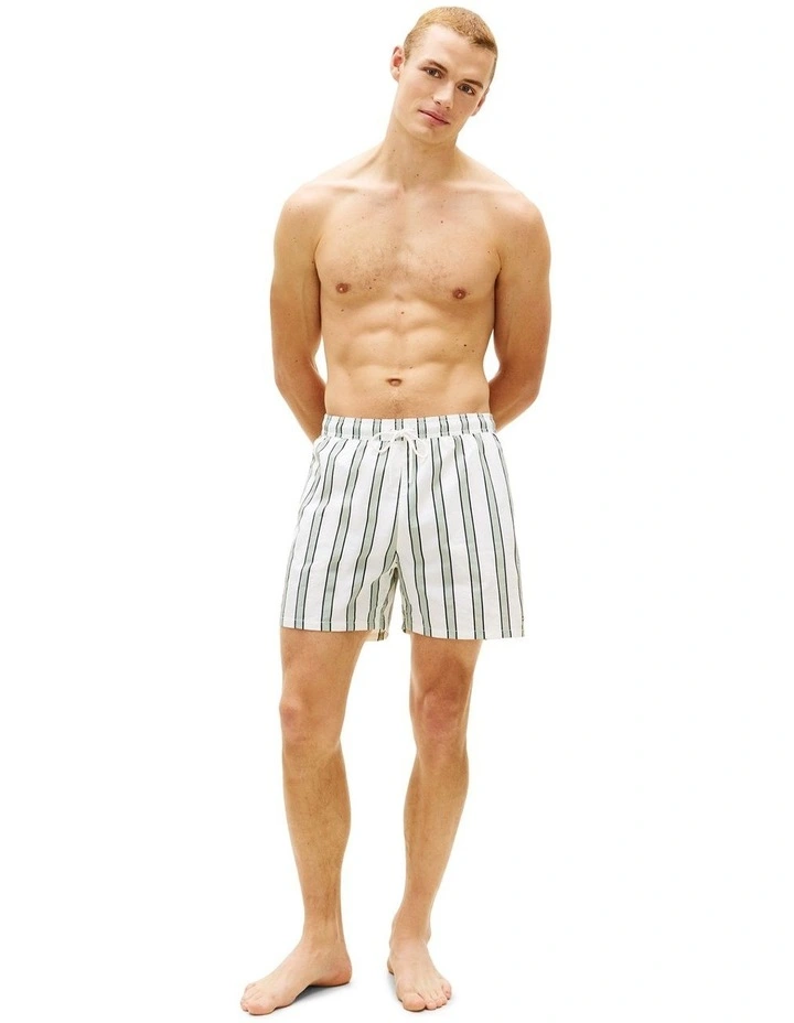 Print Mid Length Swim Trunks in Green image 4