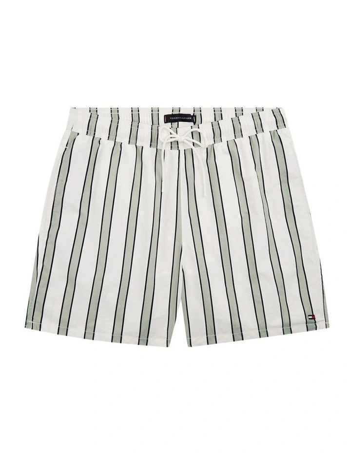 Print Mid Length Swim Trunks in Green image 5