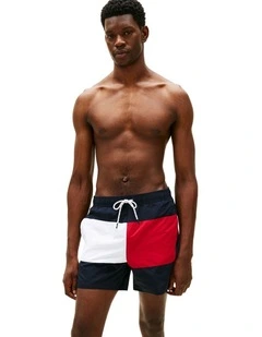 Classic Colour-Blocked Mid Length Swim Shorts in Blue