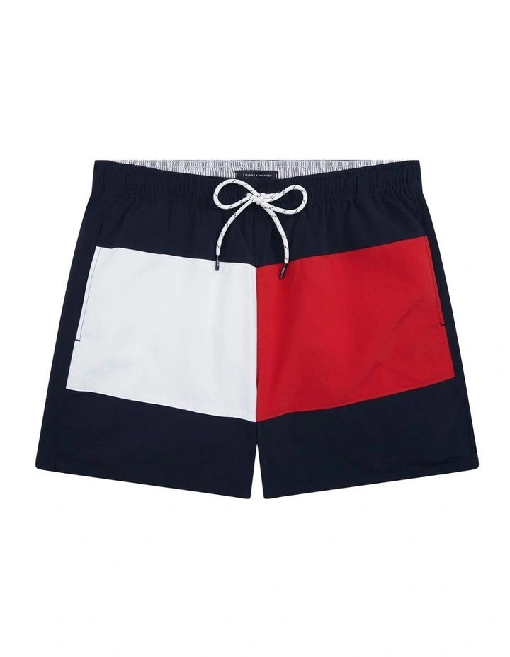 Classic Colour-Blocked Mid Length Swim Shorts in Blue image 5