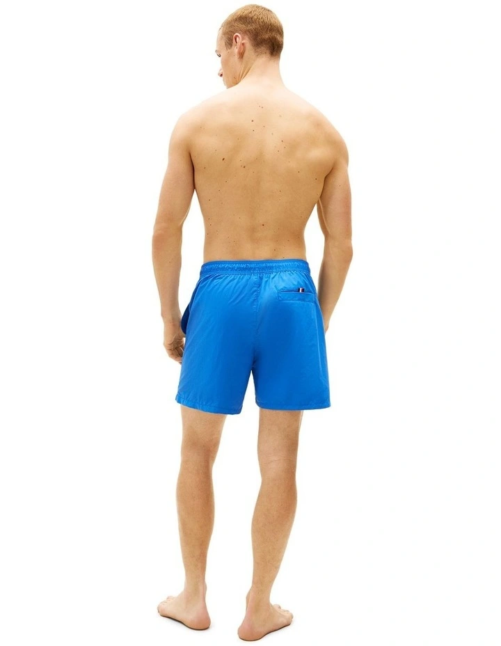 Logo Embroidery Mid Length Swim Shorts in Blue image 2