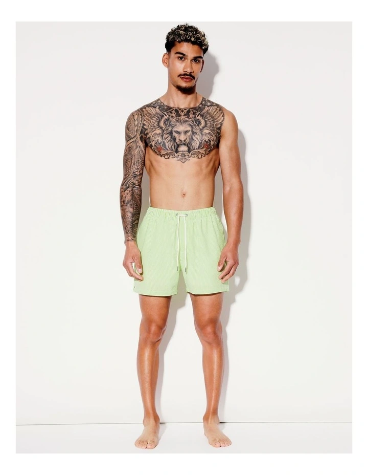 Summer Seersucker Stripe Swim Short in Lime image 3