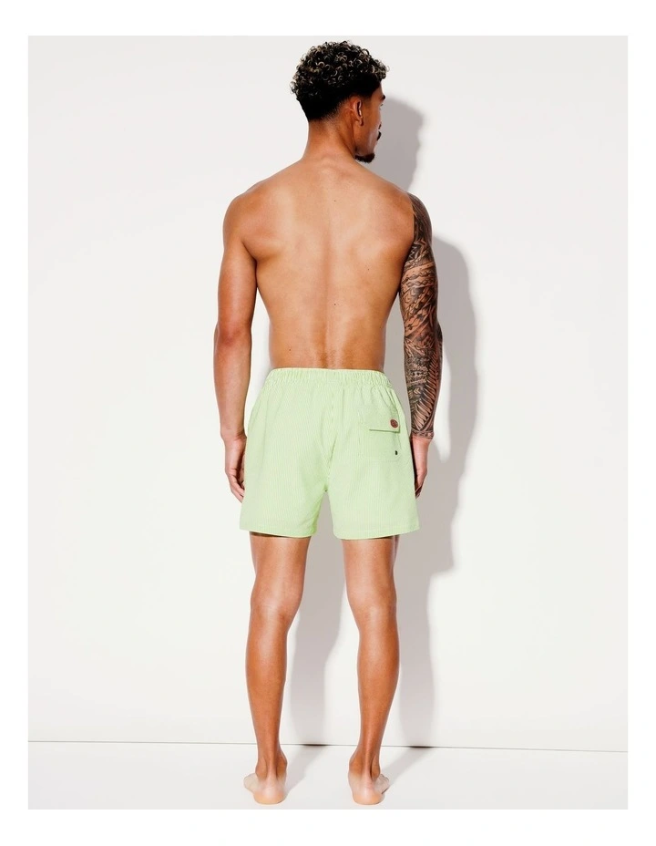 Summer Seersucker Stripe Swim Short in Lime image 5